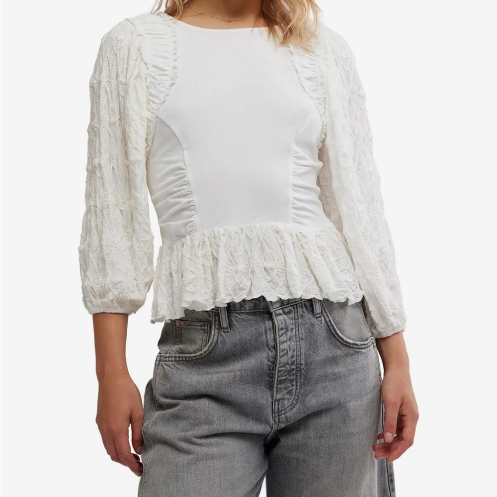 Free People Olivia Elegant White Lace Top